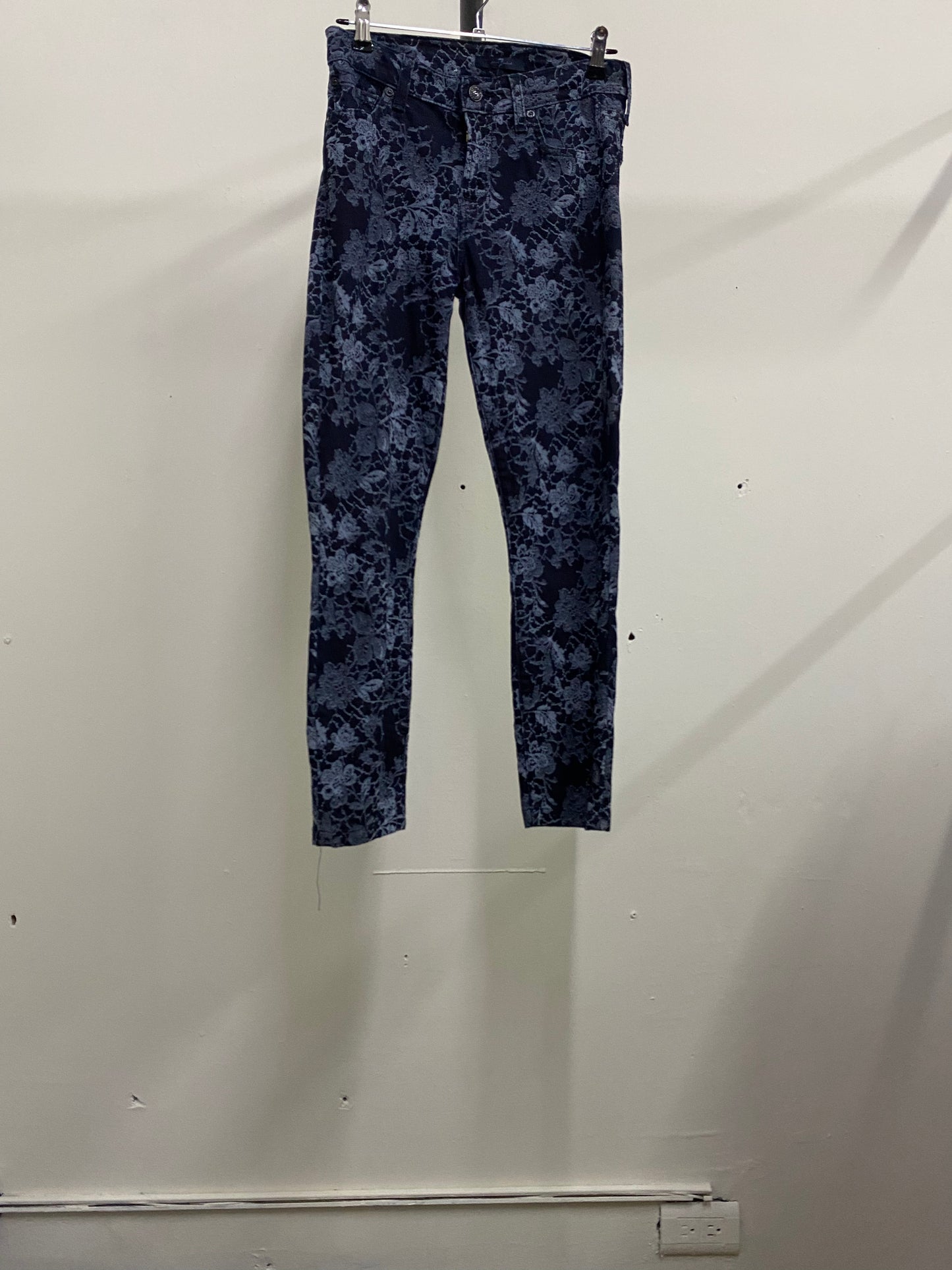 7 Flower Print Blue Skinny Jeans