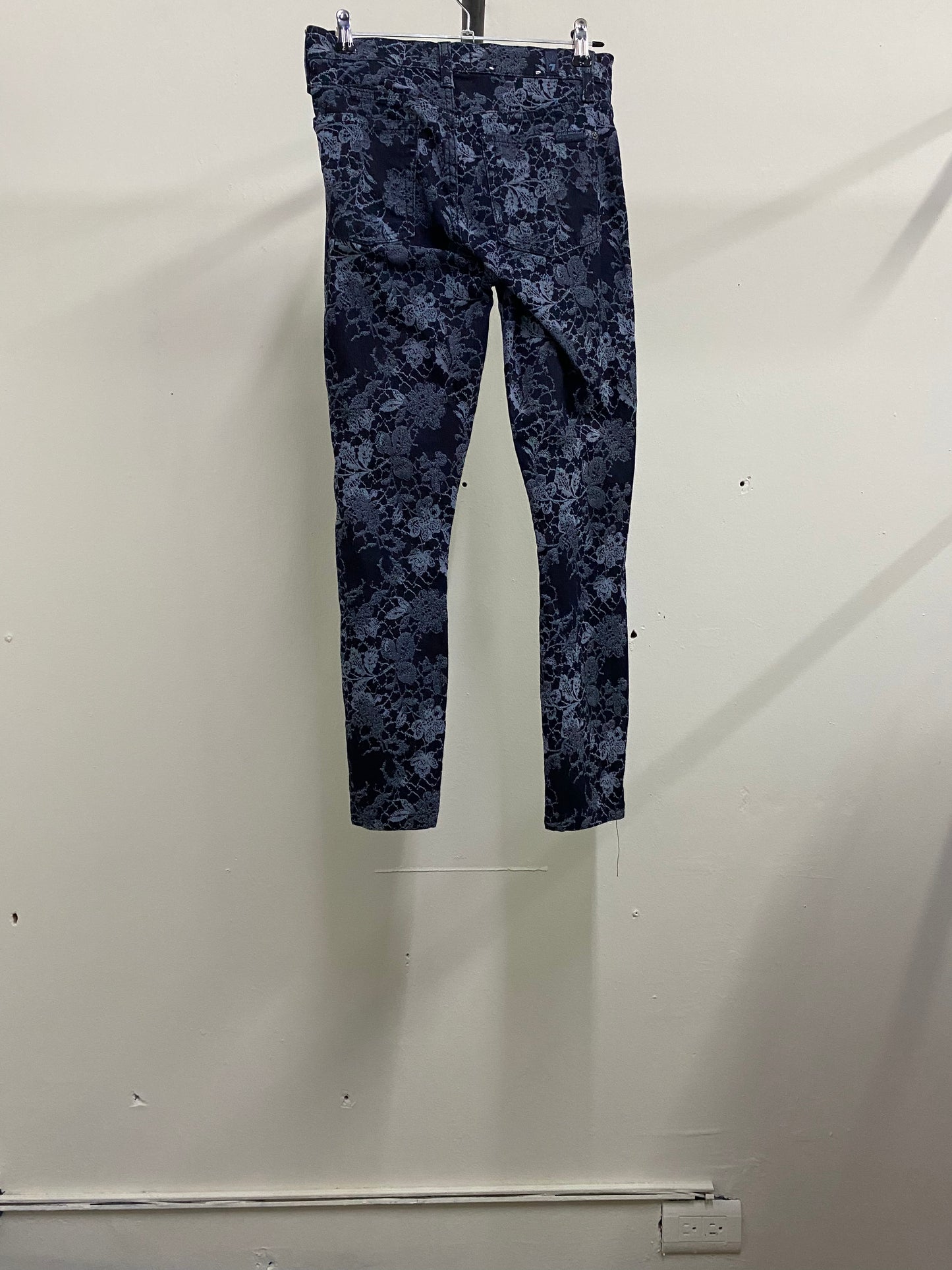 7 Flower Print Blue Skinny Jeans