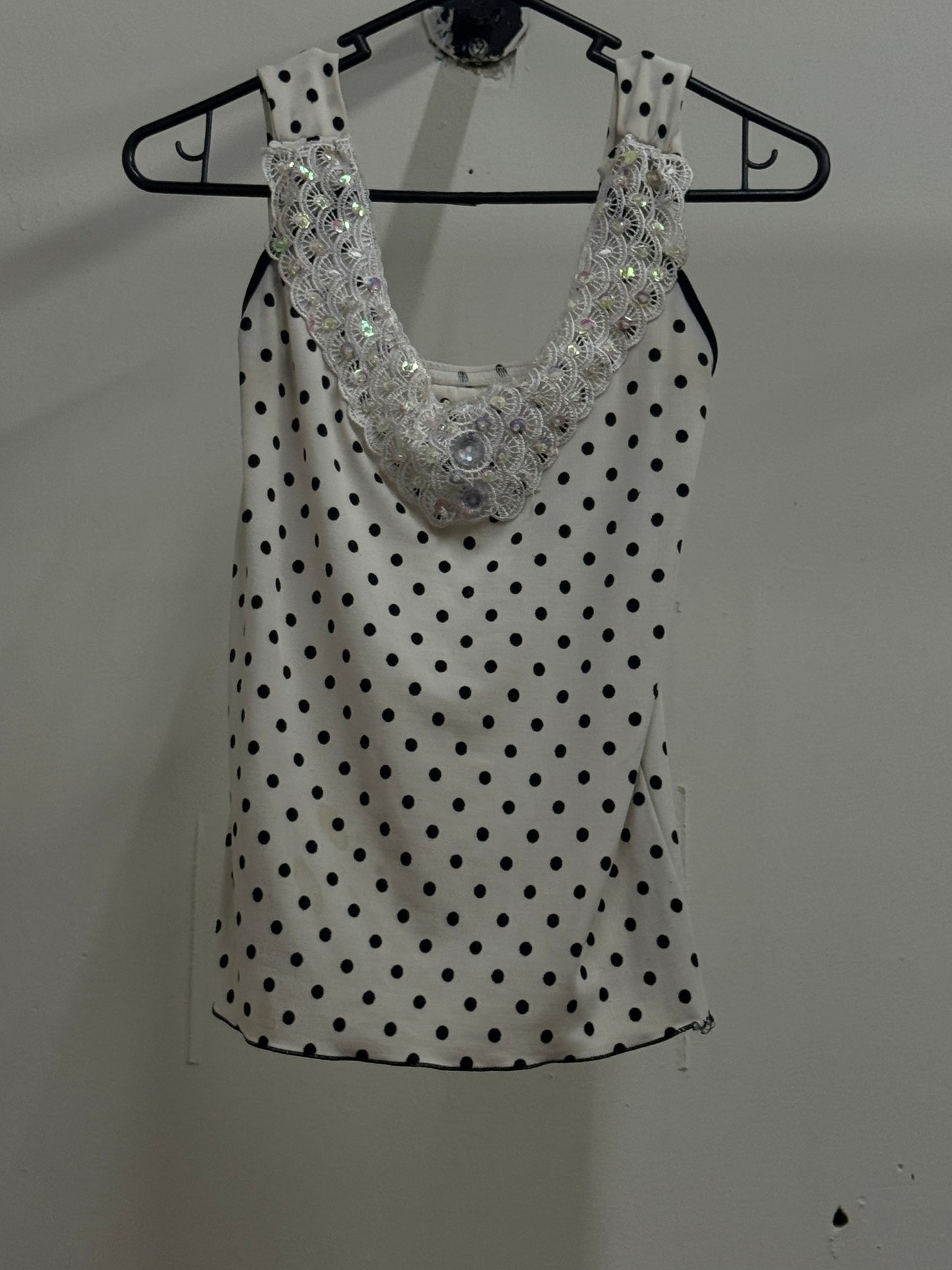 Polka Dot Sleeveless White Top