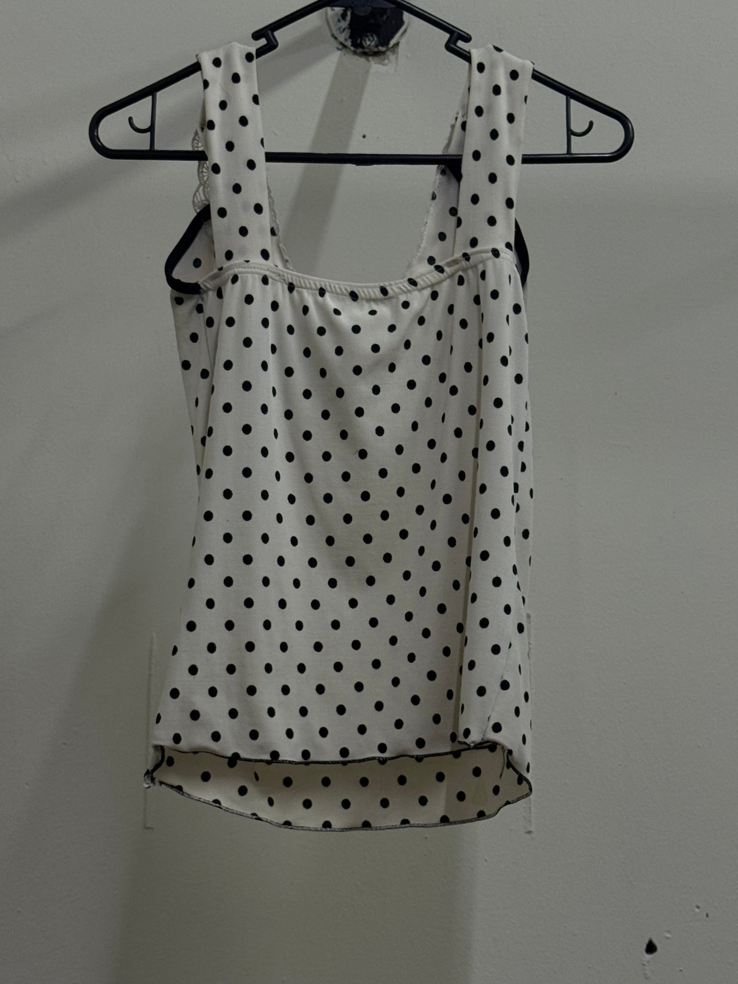 Polka Dot Sleeveless White Top