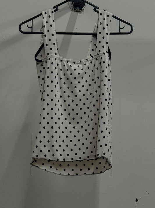 Polka Dot Sleeveless White Top