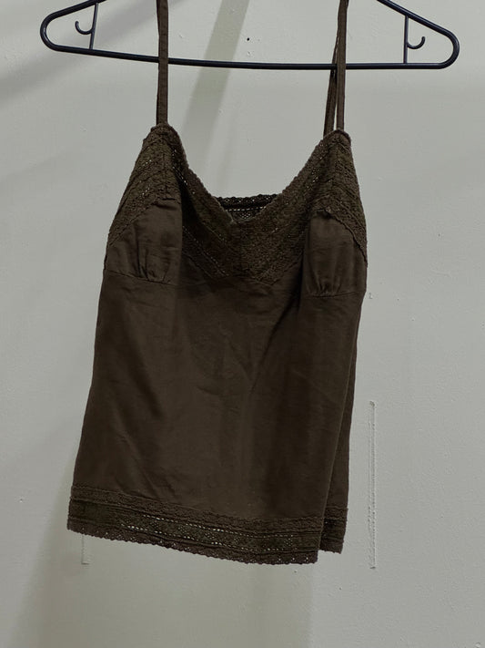 Refuge Brown Lace Top