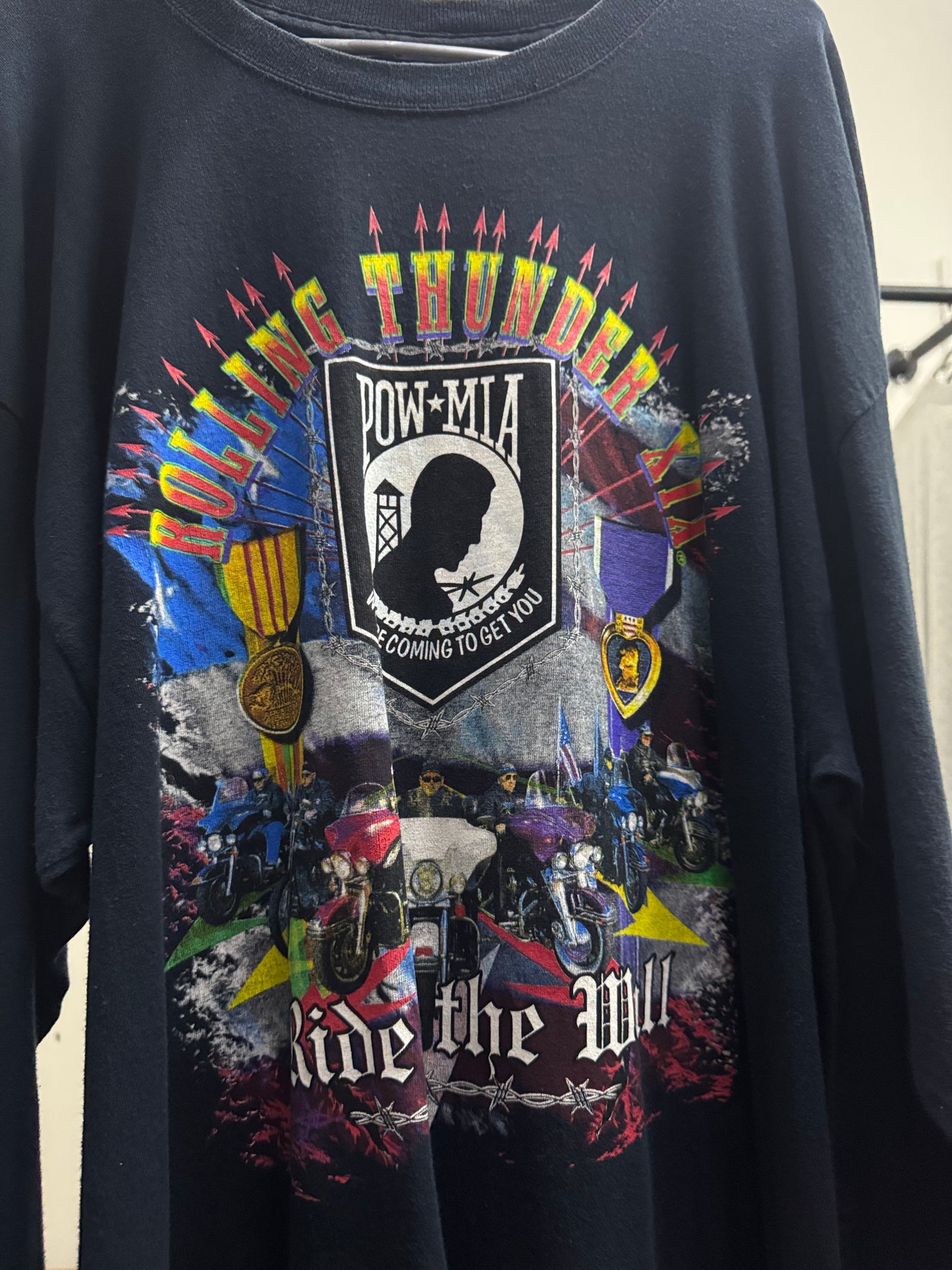 Rolling Thunder Long Sleeve Black Shirt