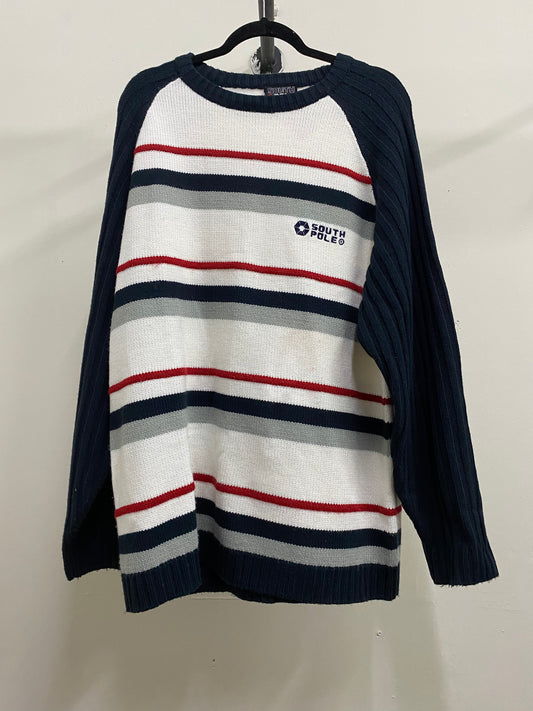 South Pole Stripes White & Black Sweater