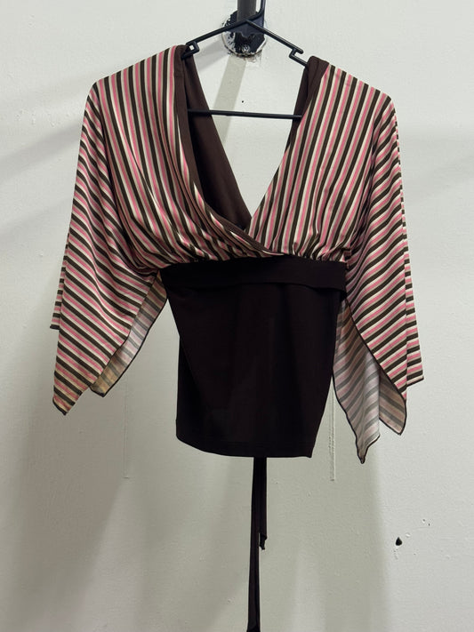 Brown & Pink Stripes Blouse