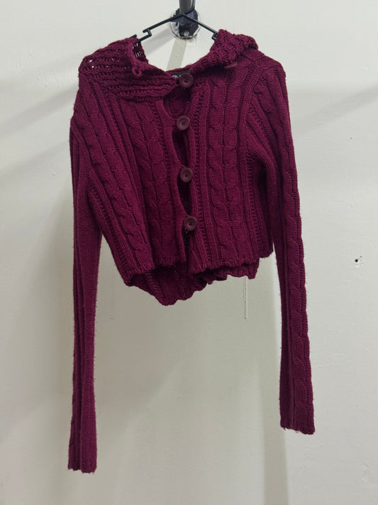 Cropped Dark Pink Cardigan